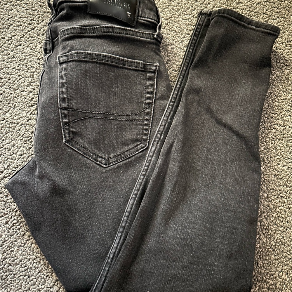 Hollister MENS Dark Black/gray Skinny Jeans boys size in pictures